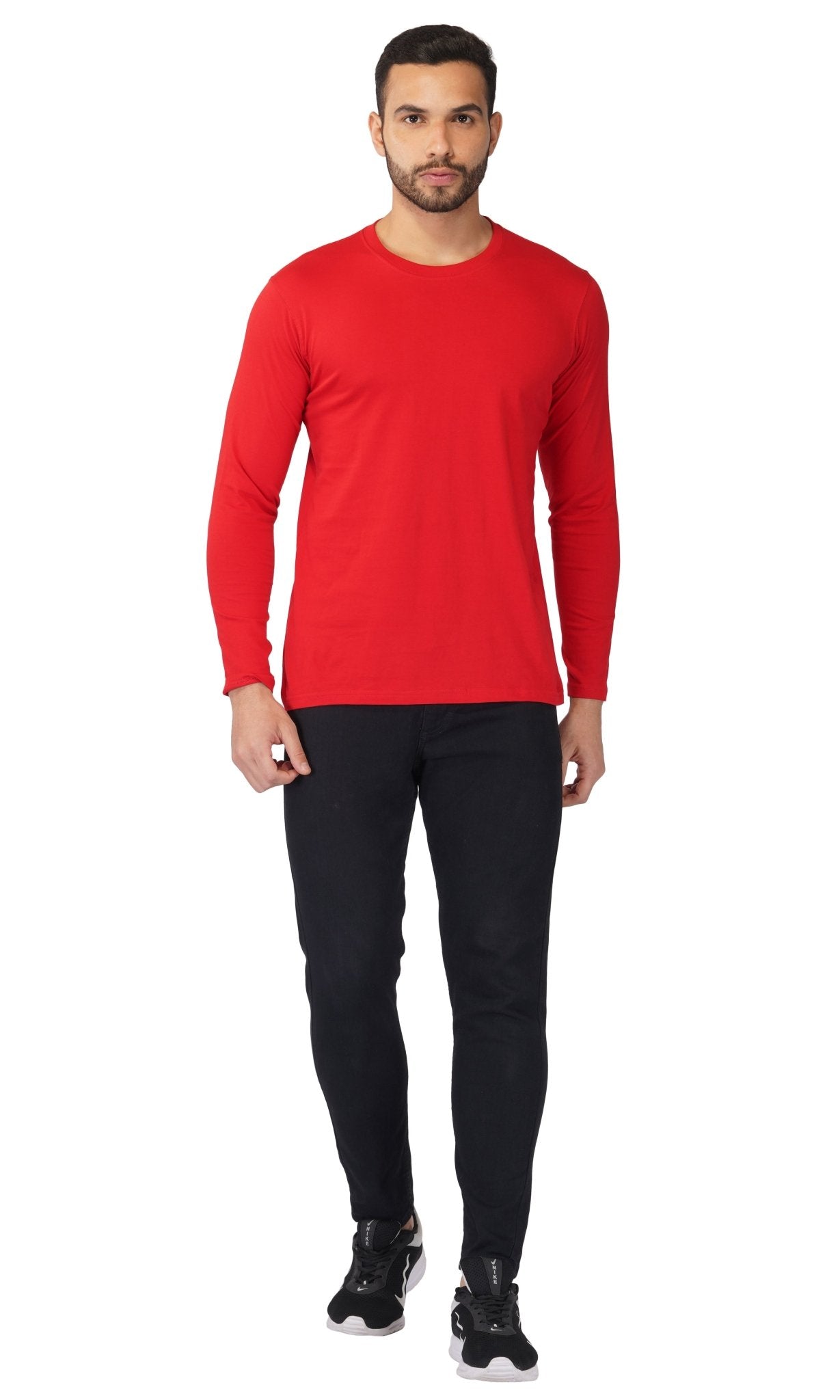 Men's Regular Plain Full T-Shirt - Red