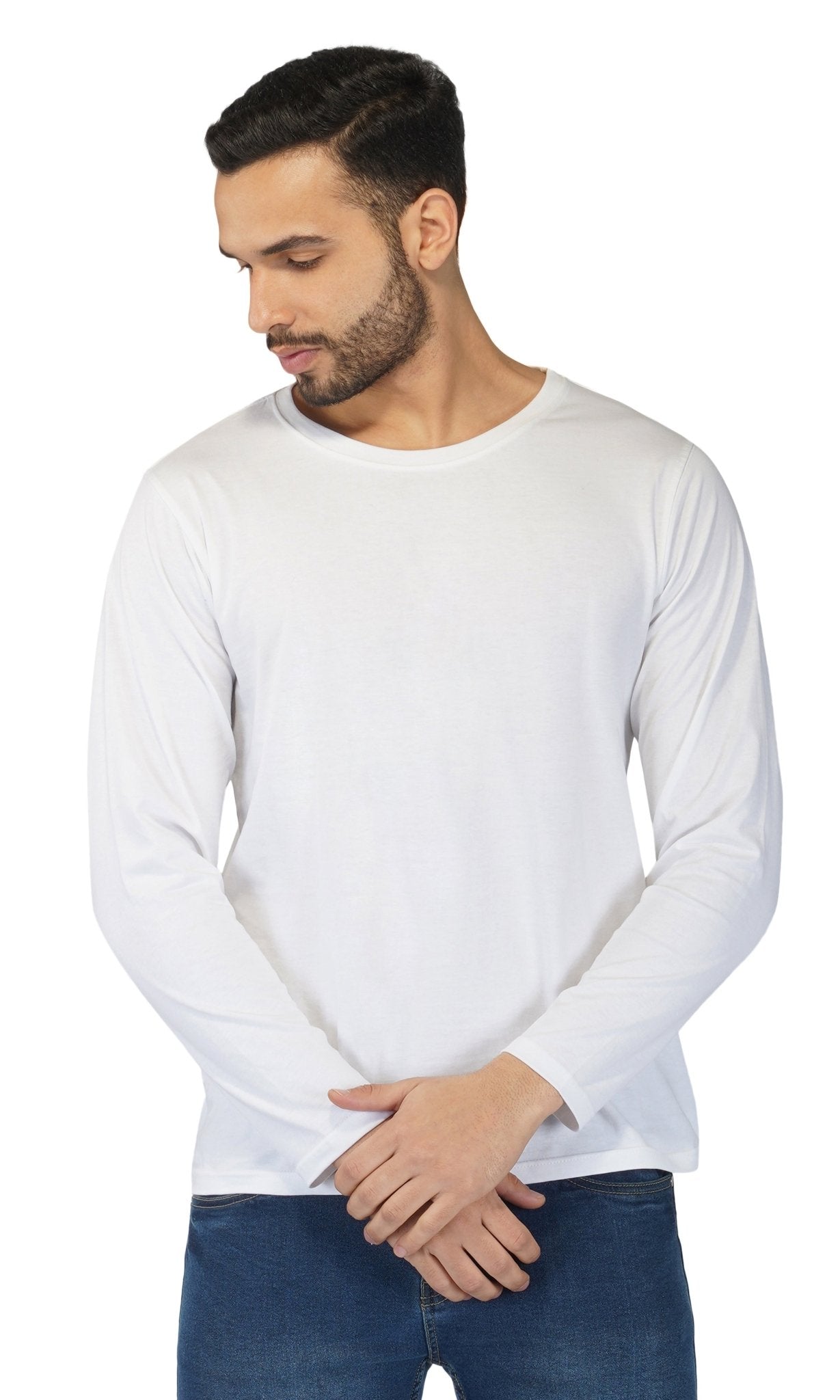Men's Regular Plain Full T-Shirt - White
