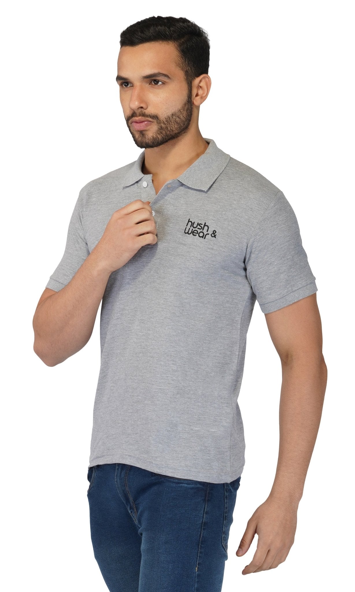 Men's Regular Plain Polo T-Shirt - Grey