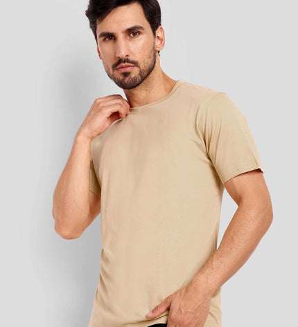 Unisex Regular Solid T-Shirt - Beige