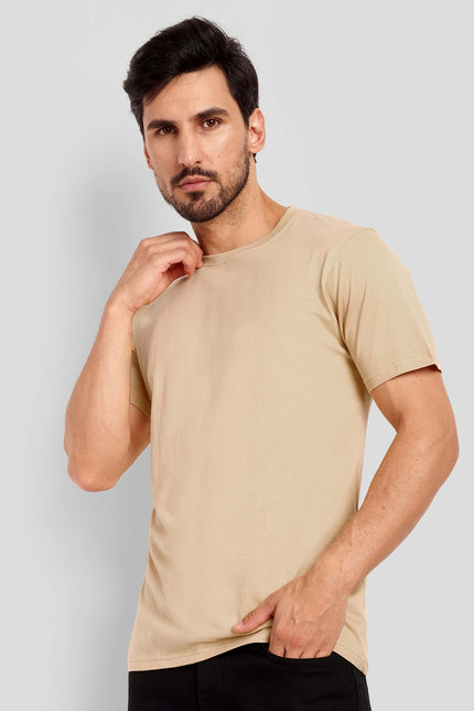Unisex Regular Solid T-Shirt - Beige