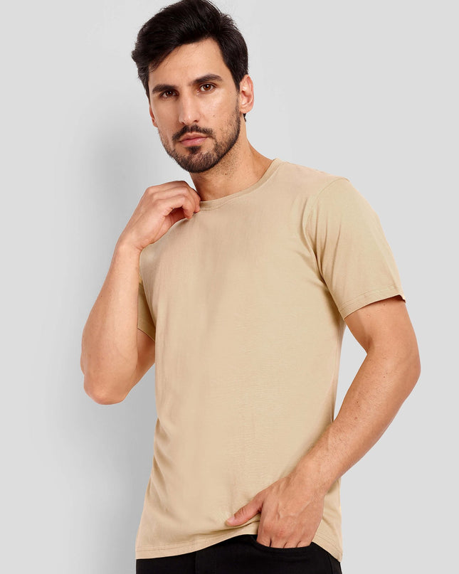 Unisex Regular Solid T-Shirt - Beige