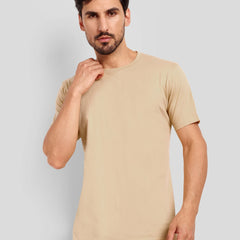 Unisex Regular Solid T-Shirt - Beige