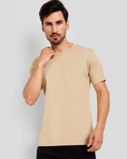 Unisex Regular Solid T-Shirt - Beige