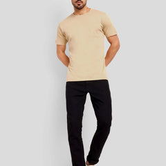 Unisex Regular Solid T-Shirt - Beige