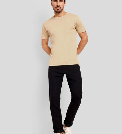 Unisex Regular Solid T-Shirt - Beige