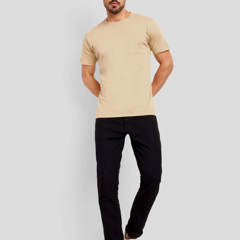 Unisex Regular Solid T-Shirt - Beige