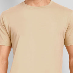 Unisex Regular Solid T-Shirt - Beige