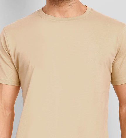 Unisex Regular Solid T-Shirt - Beige