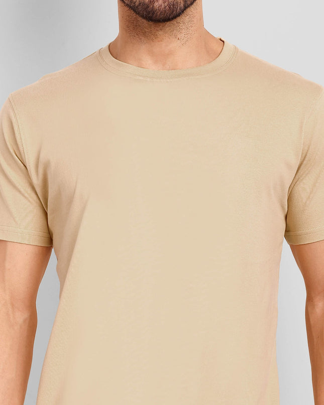 Unisex Regular Solid T-Shirt - Beige