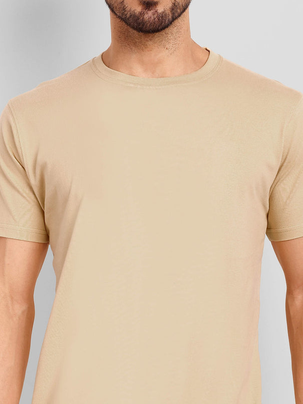 Unisex Regular Solid T-Shirt - Beige