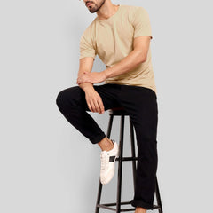 Unisex Regular Solid T-Shirt - Beige
