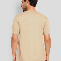 Unisex Regular Solid T-Shirt - Beige