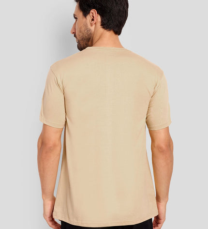Unisex Regular Solid T-Shirt - Beige
