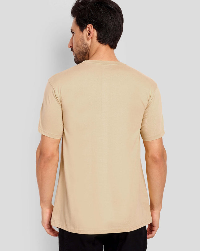 Unisex Regular Solid T-Shirt - Beige