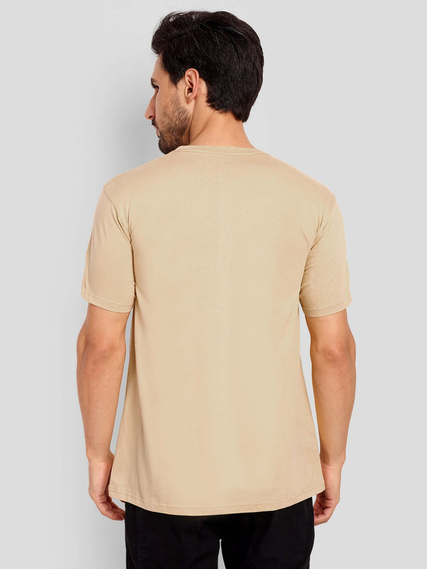 Unisex Regular Solid T-Shirt - Beige