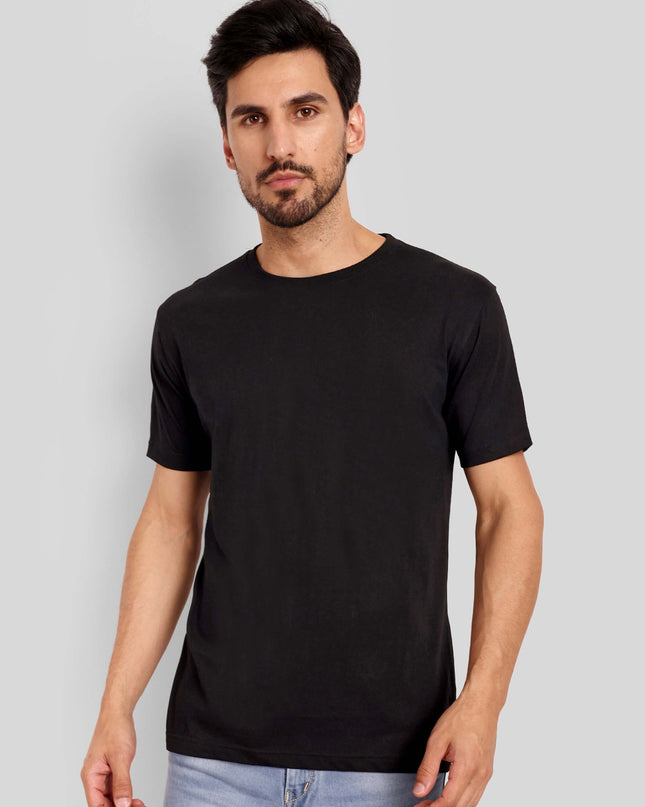 Men's Regular Solid T-Shirt - Black