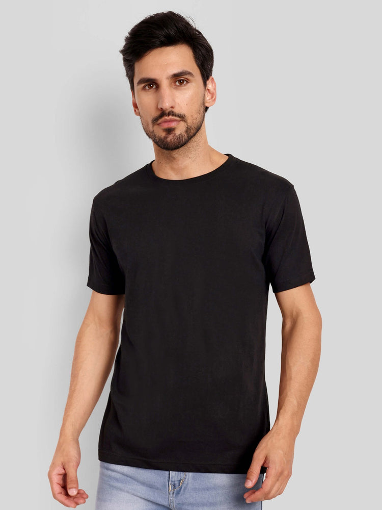 Men's Regular Solid T-Shirt - Black