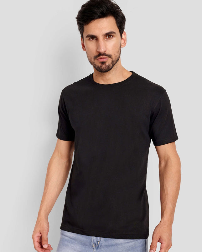 Men's Regular Solid T-Shirt - Black