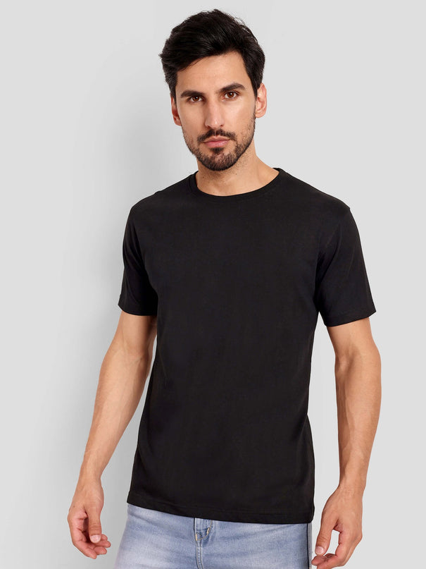 Men's Regular Solid T-Shirt - Black