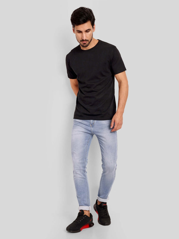 Men's Regular Solid T-Shirt - Black