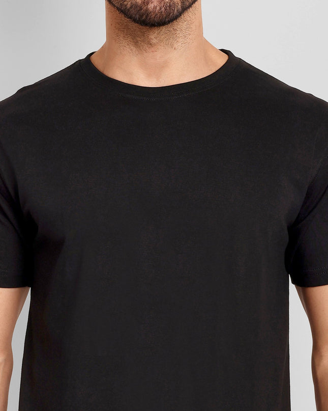 Men's Regular Solid T-Shirt - Black