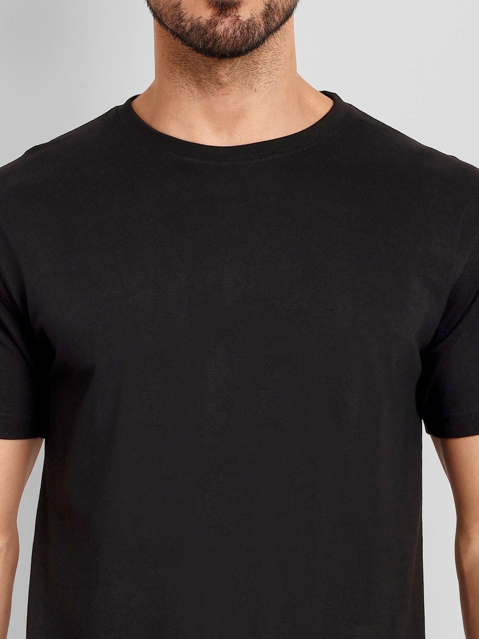 Men's Regular Solid T-Shirt - Black