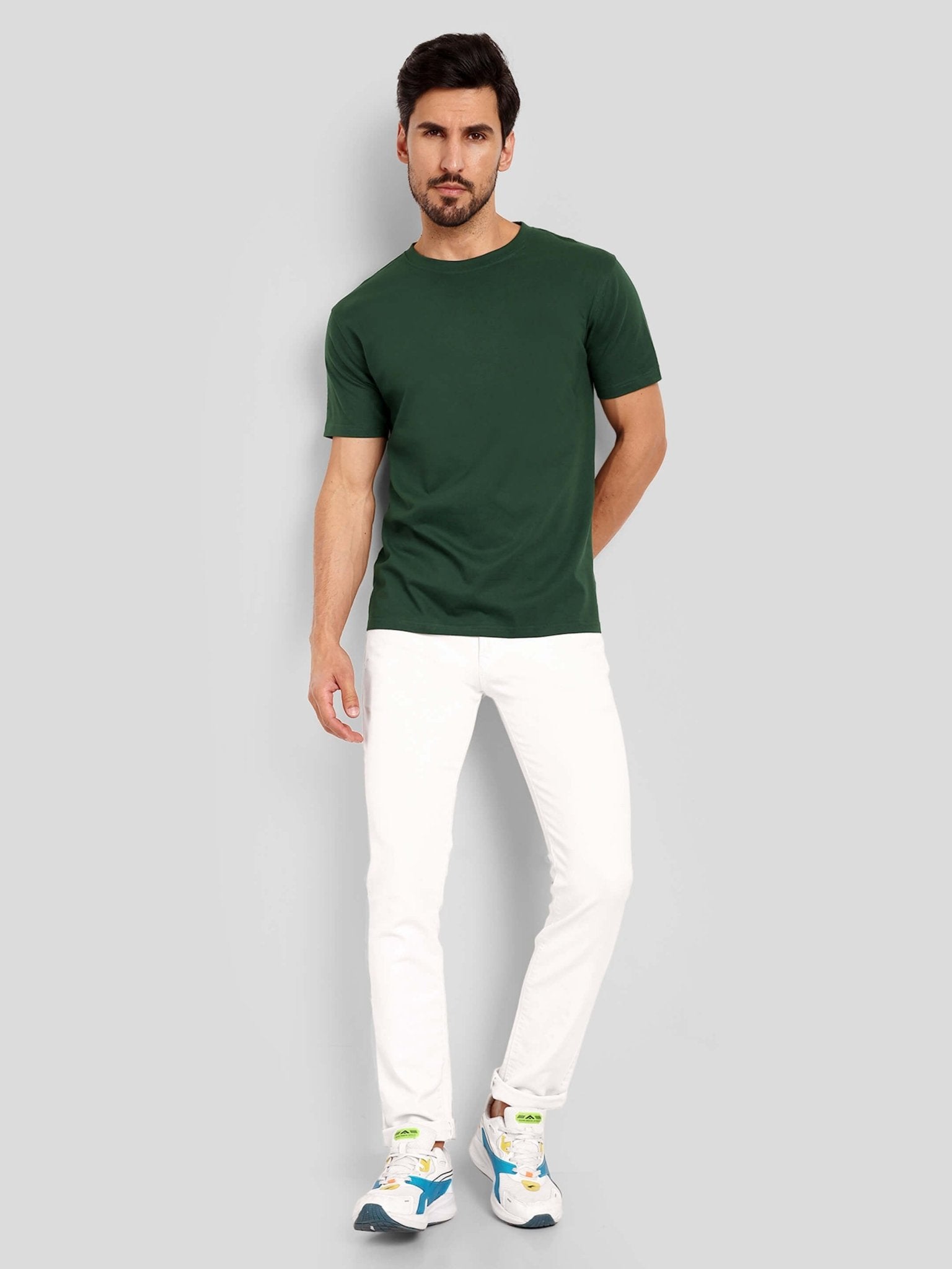 Men's Regular Solid T-Shirt - Bottle Green