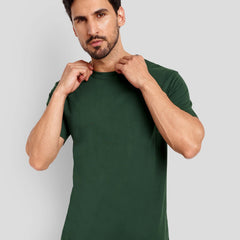 Men's Regular Solid T-Shirt - Bottle Green