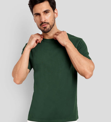 Unisex Regular Solid T-Shirt - Bottle Green