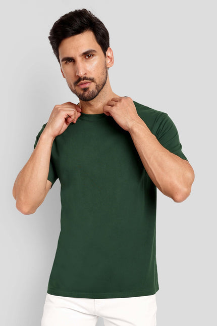Men's Regular Solid T-Shirt - Bottle Green