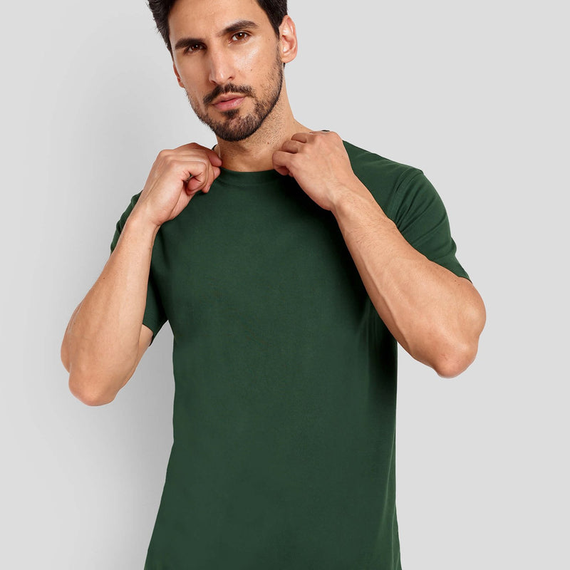 Men's Regular Solid T-Shirt - Bottle Green