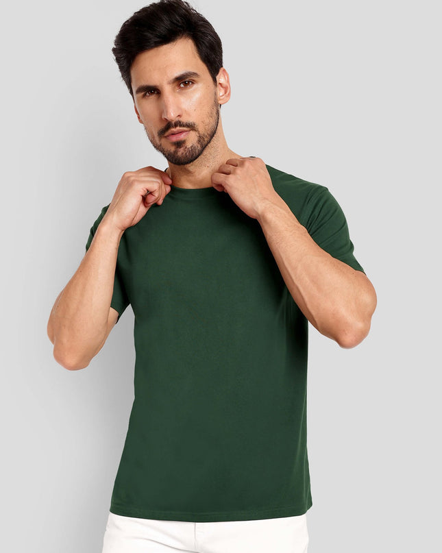 Men's Regular Solid T-Shirt - Bottle Green