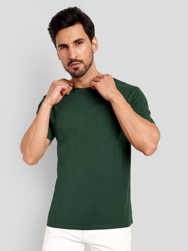 Men's Regular Solid T-Shirt - Bottle Green