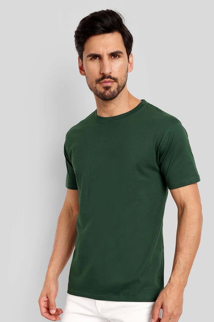 Men's Regular Solid T-Shirt - Bottle Green