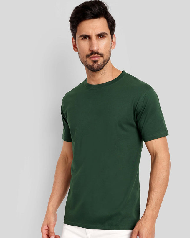 Men's Regular Solid T-Shirt - Bottle Green