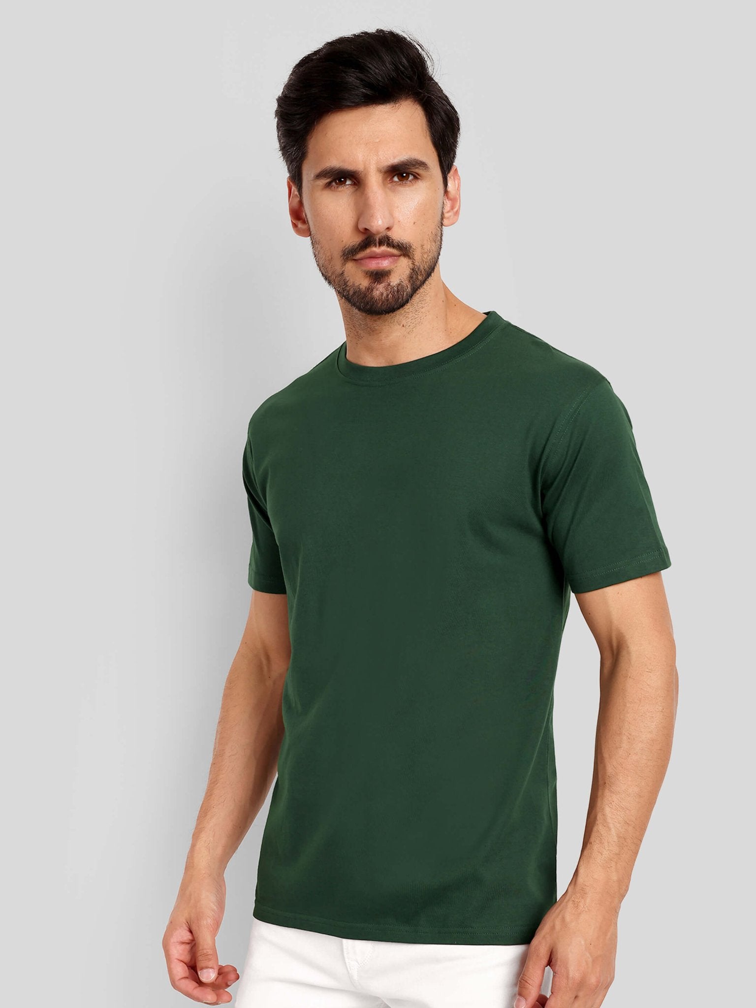 Men's Regular Solid T-Shirt - Bottle Green