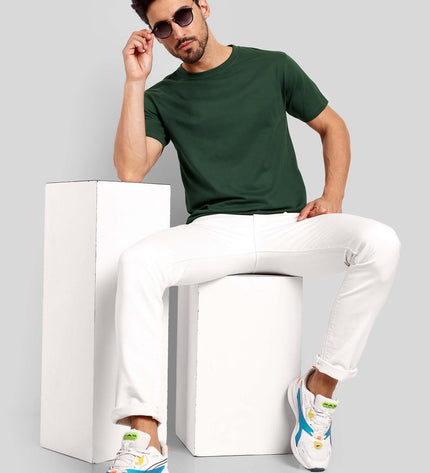 Unisex Regular Solid T-Shirt - Bottle Green