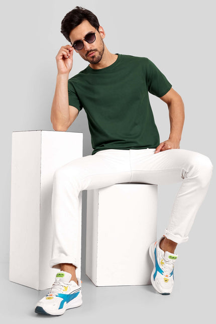 Men's Regular Solid T-Shirt - Bottle Green