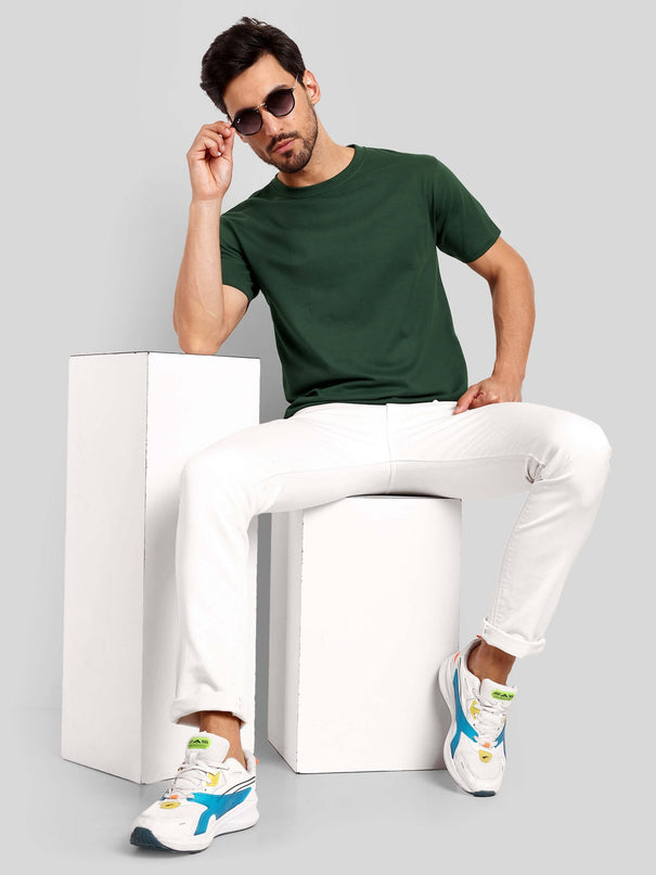 Men's Regular Solid T-Shirt - Bottle Green