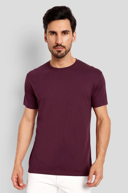 Men's Regular Solid T-Shirt - Brick Red