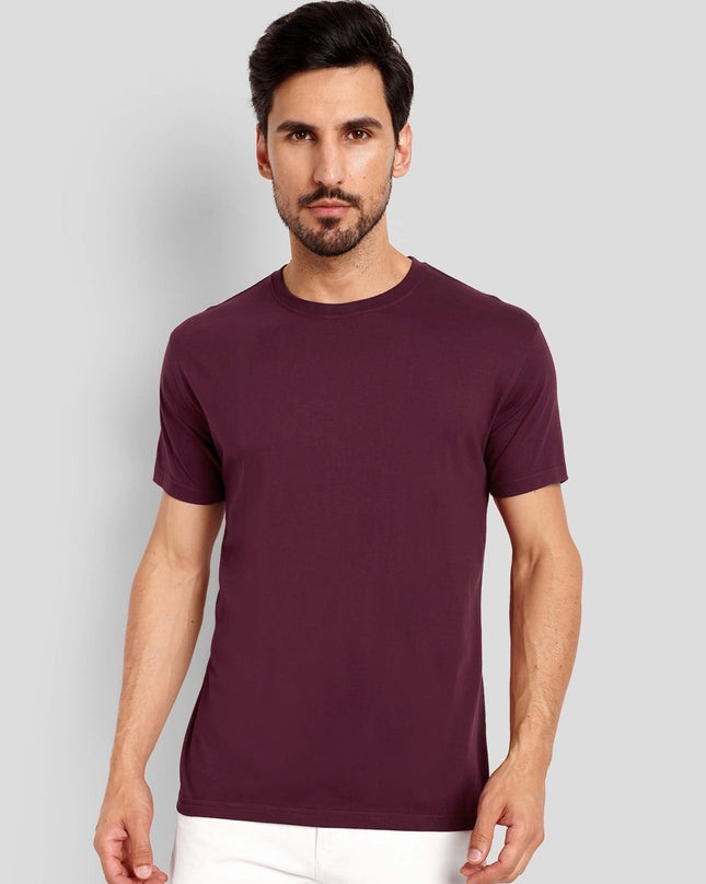 Men's Regular Solid T-Shirt - Brick Red