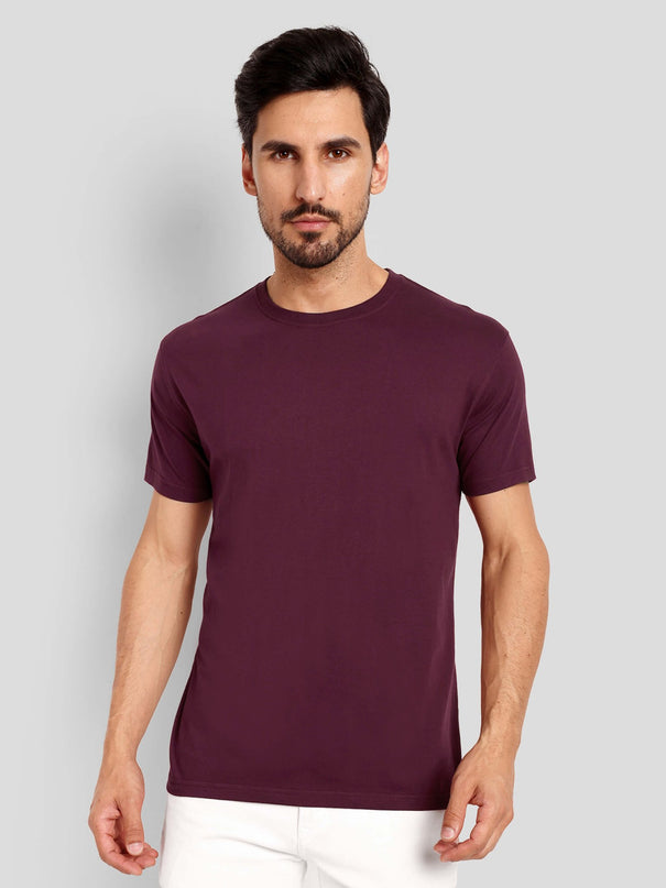 Men's Regular Solid T-Shirt - Brick Red