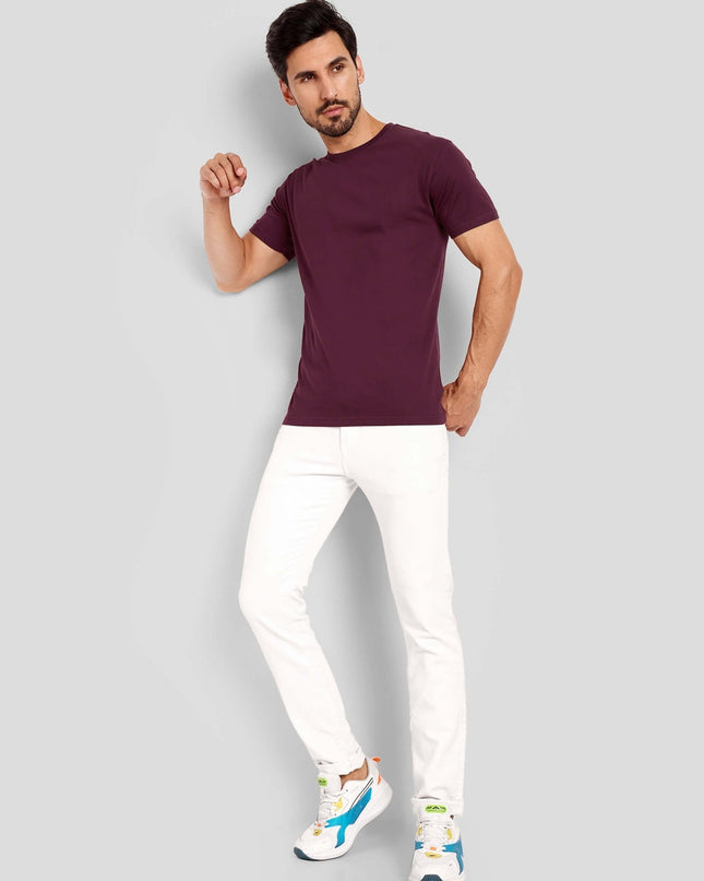 Men's Regular Solid T-Shirt - Brick Red