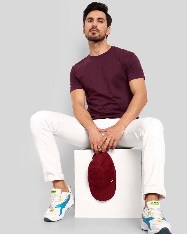 Men's Regular Solid T-Shirt - Brick Red