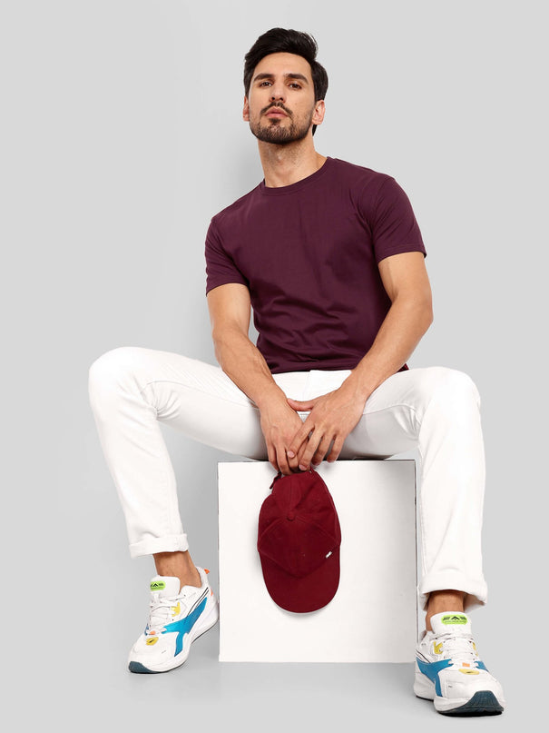 Men's Regular Solid T-Shirt - Brick Red