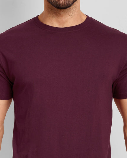 Men's Regular Solid T-Shirt - Brick Red