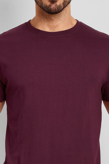 Men's Regular Solid T-Shirt - Brick Red