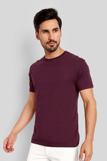 Men's Regular Solid T-Shirt - Brick Red