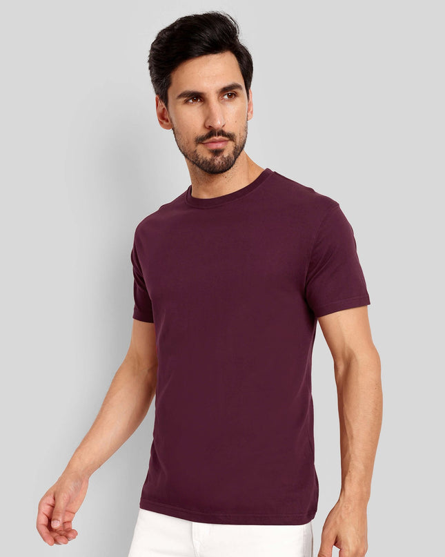 Men's Regular Solid T-Shirt - Brick Red